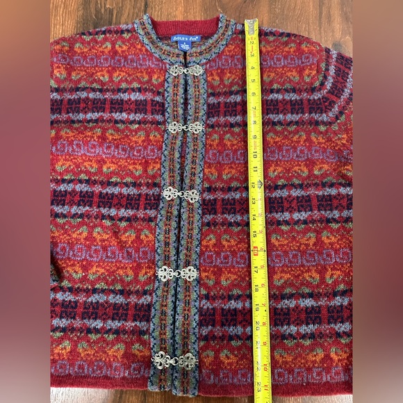 VTG Eagle’s Eye women's 100% Wool Fair Isle Setesdal Sweater Sz Small red - Picture 4 of 8